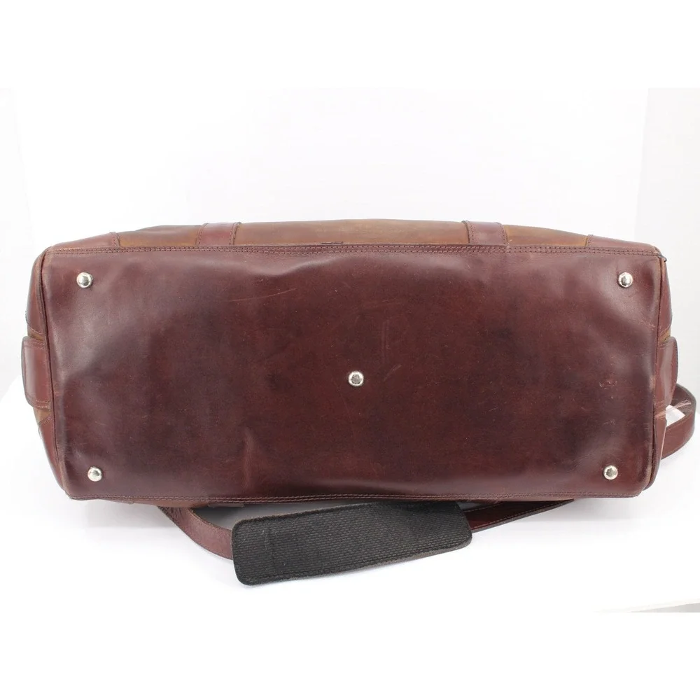 Roots Brown Leather Duffle Bag David E Kelley Productions Weekender Travel Bag